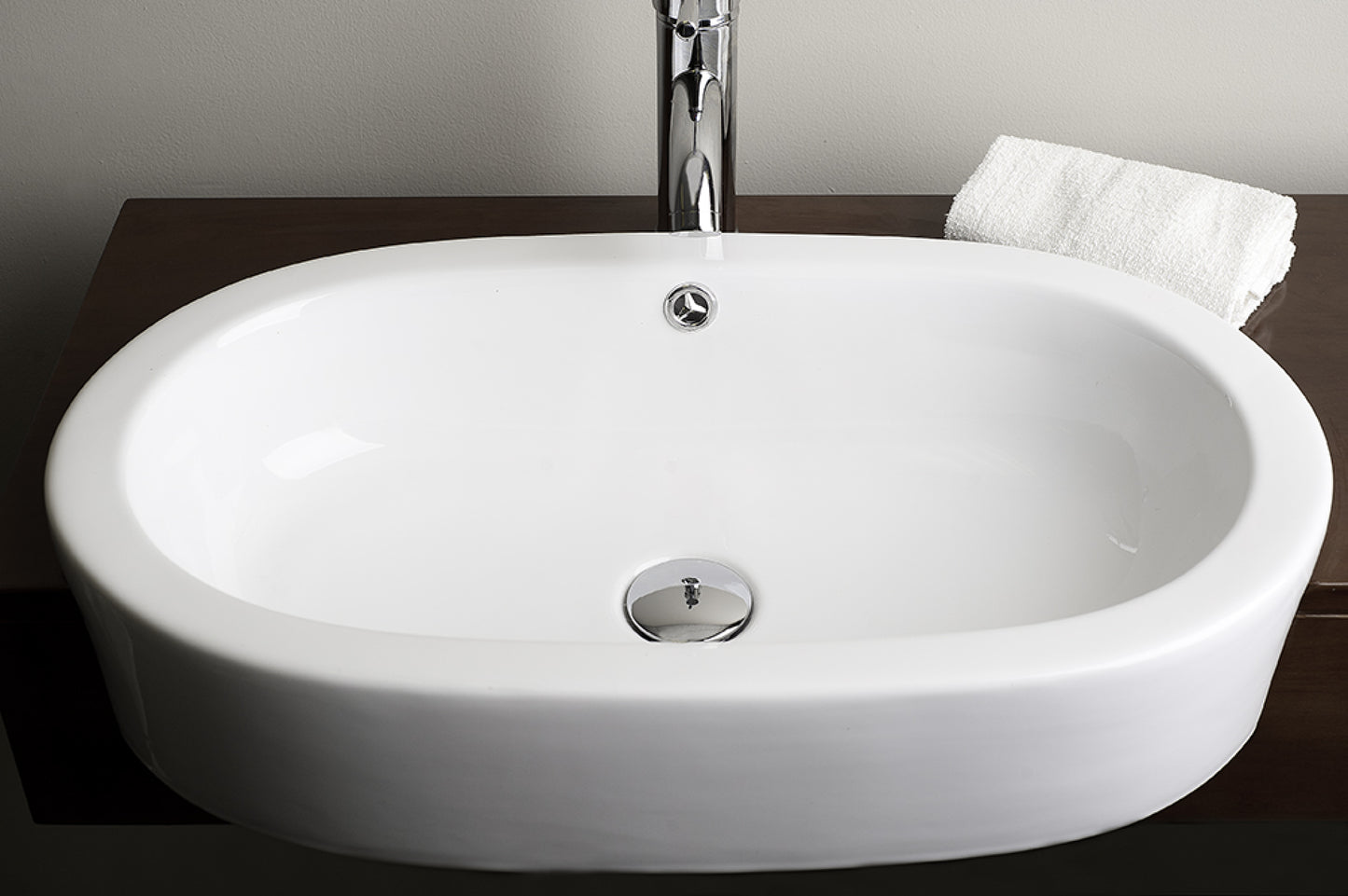 25.25-in. x 14.5-in. Oval Bathroom Vessel Sink White Enamel Glaze