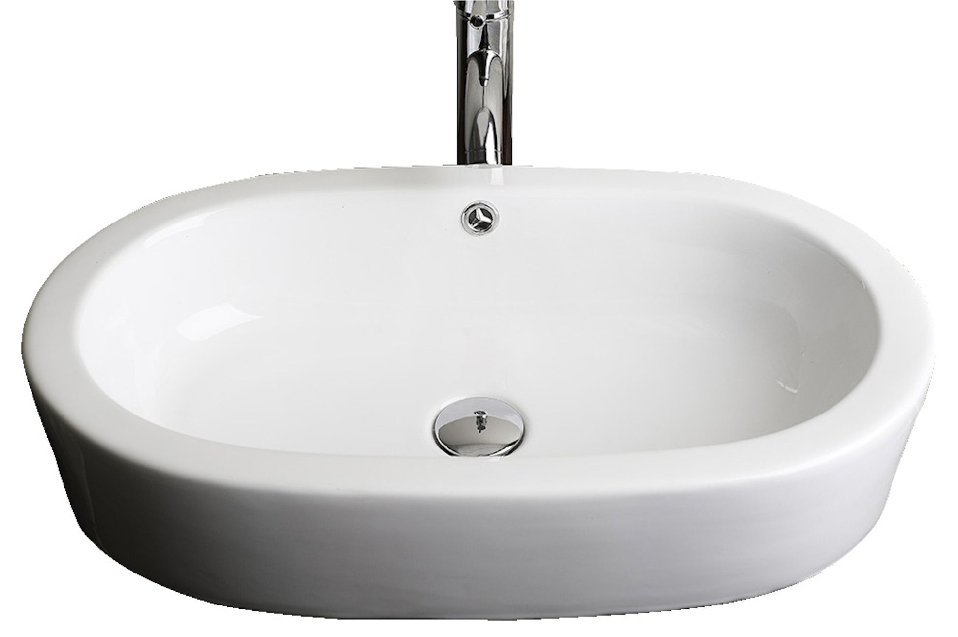 25.25-in. x 14.5-in. Oval Bathroom Vessel Sink White Enamel Glaze