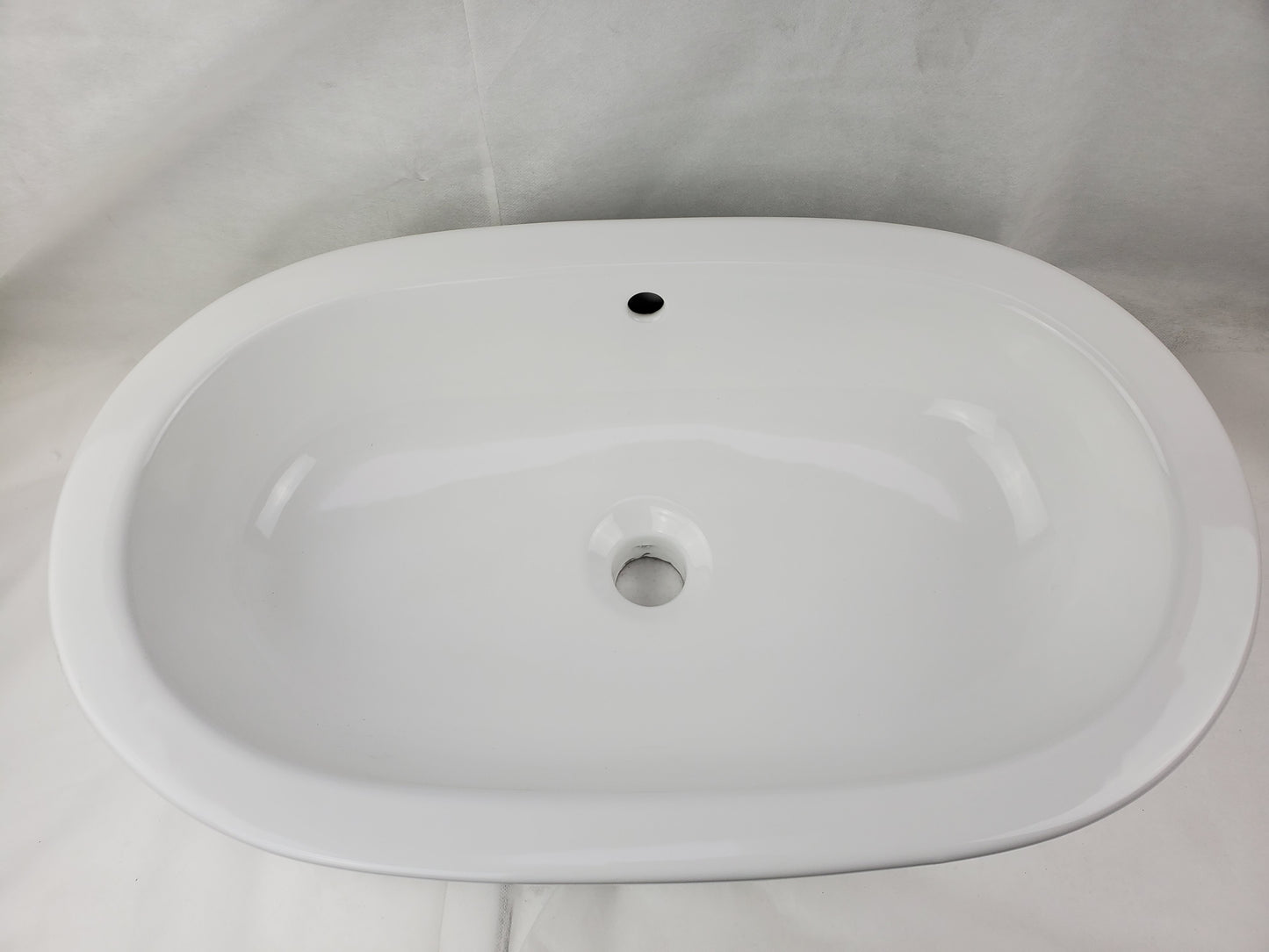 25.25-in. x 14.5-in. Oval Bathroom Vessel Sink White Enamel Glaze