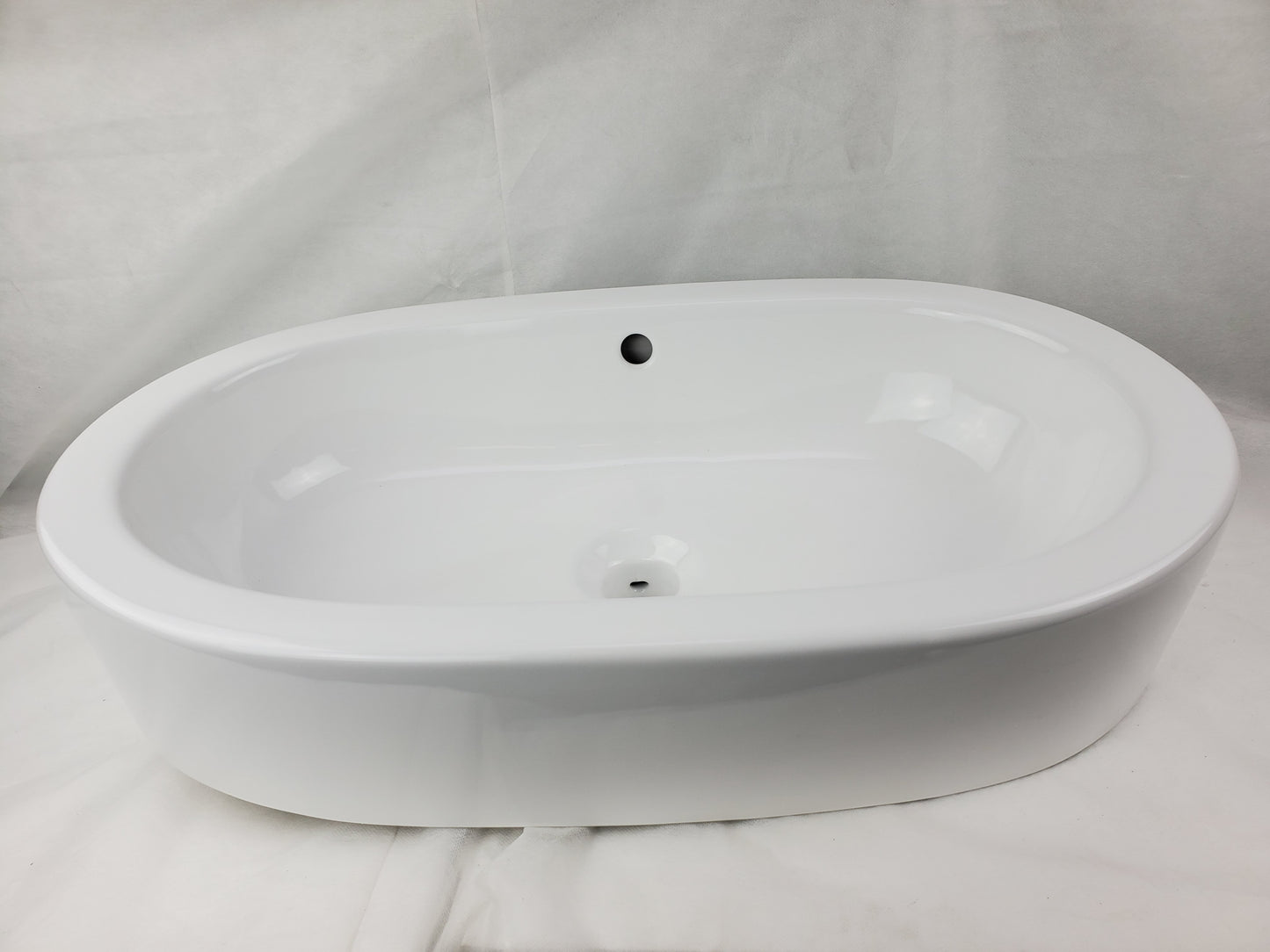 25.25-in. x 14.5-in. Oval Bathroom Vessel Sink White Enamel Glaze