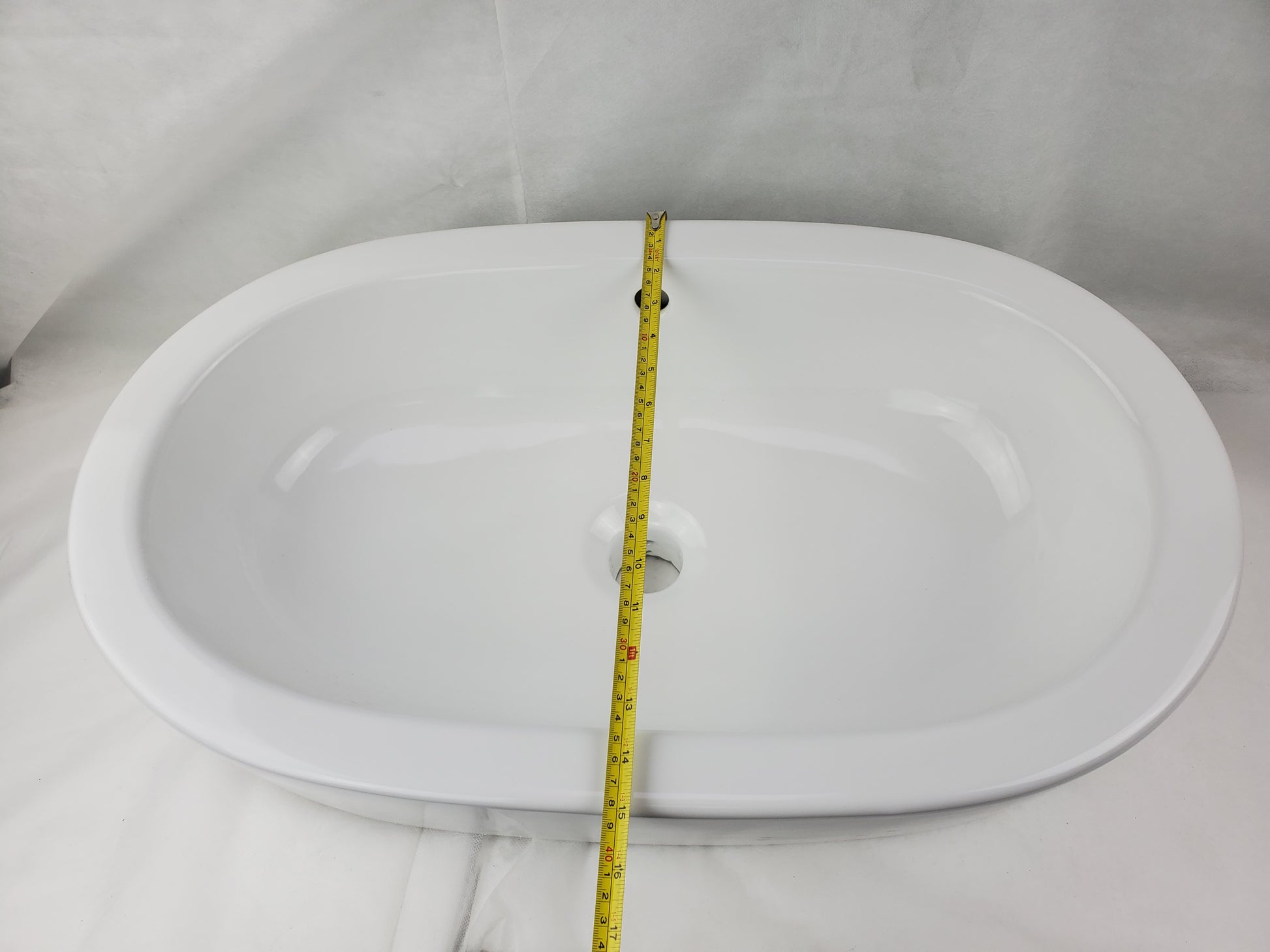 25.25-in. x 14.5-in. Oval Bathroom Vessel Sink White Enamel Glaze