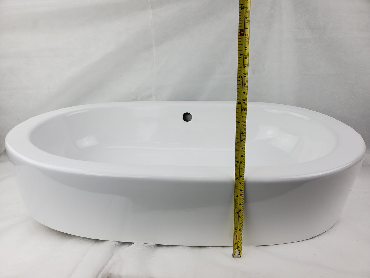25.25-in. x 14.5-in. Oval Bathroom Vessel Sink White Enamel Glaze