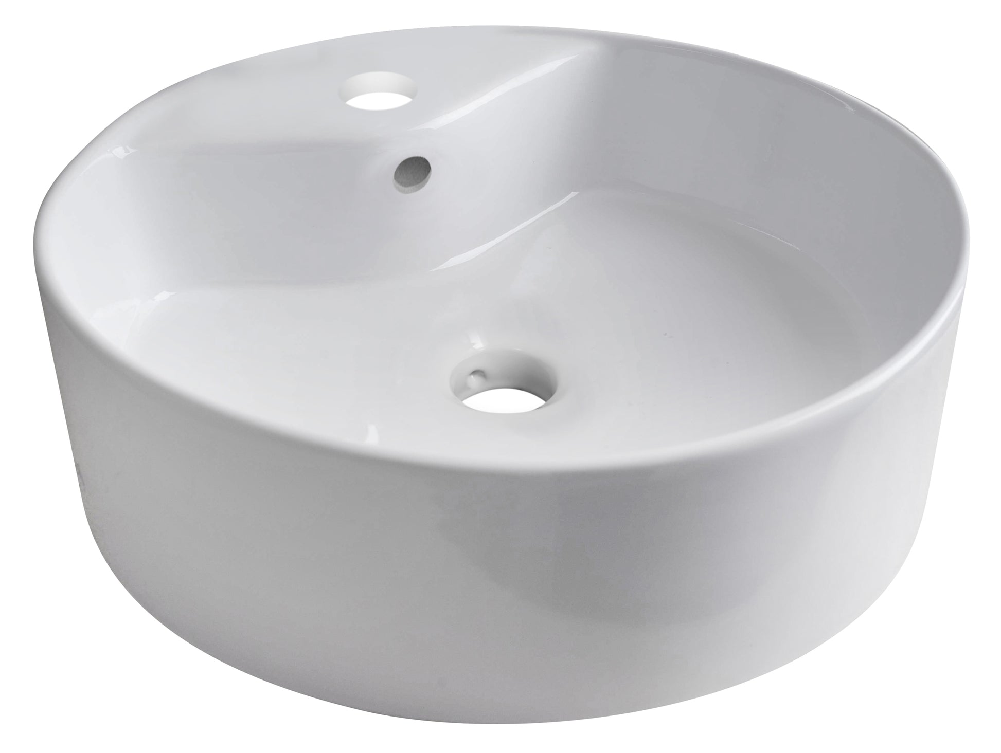18.25-in. x 18.25-in. Round Bathroom Vessel Sink White Enamel Glaze