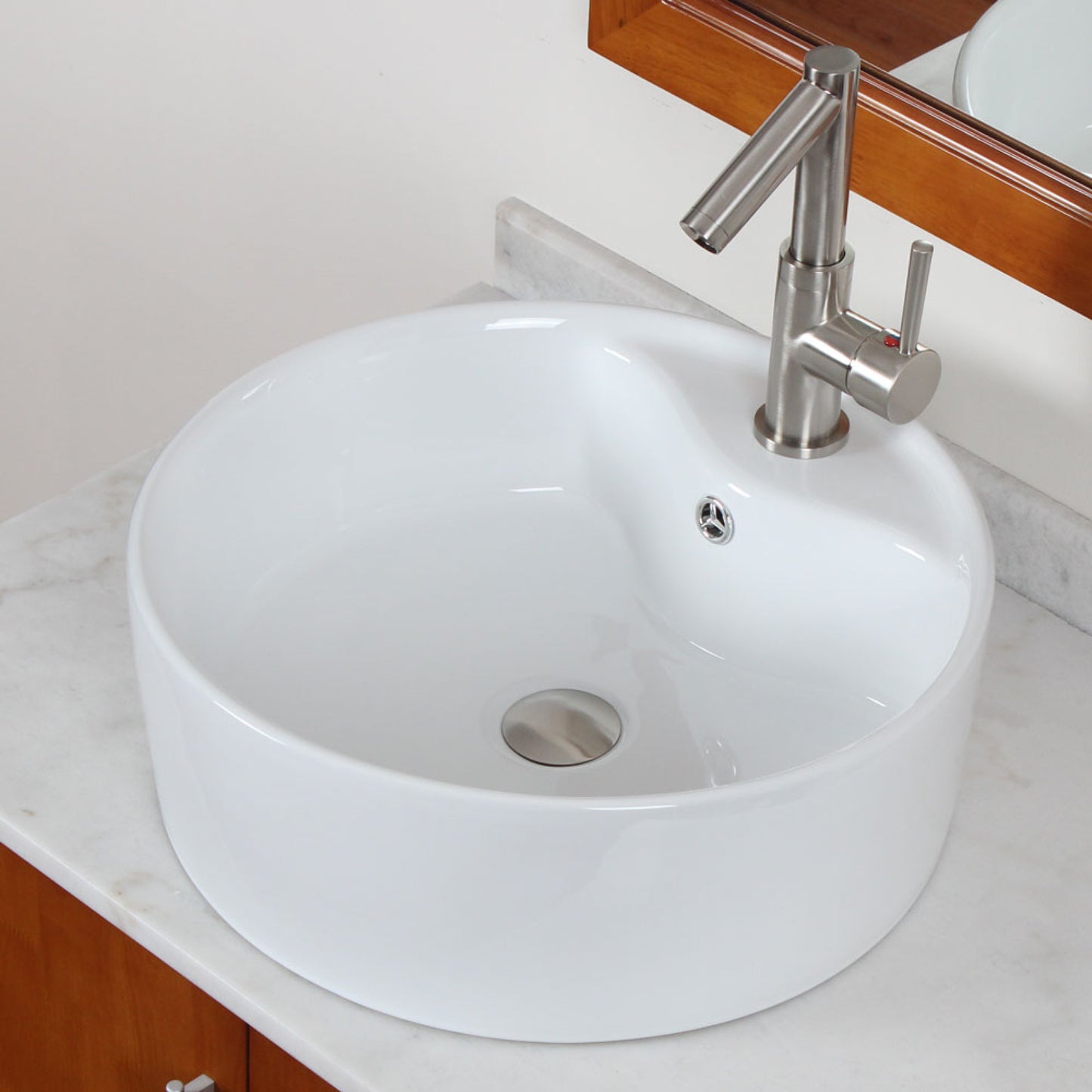 18.25-in. x 18.25-in. Round Bathroom Vessel Sink White Enamel Glaze
