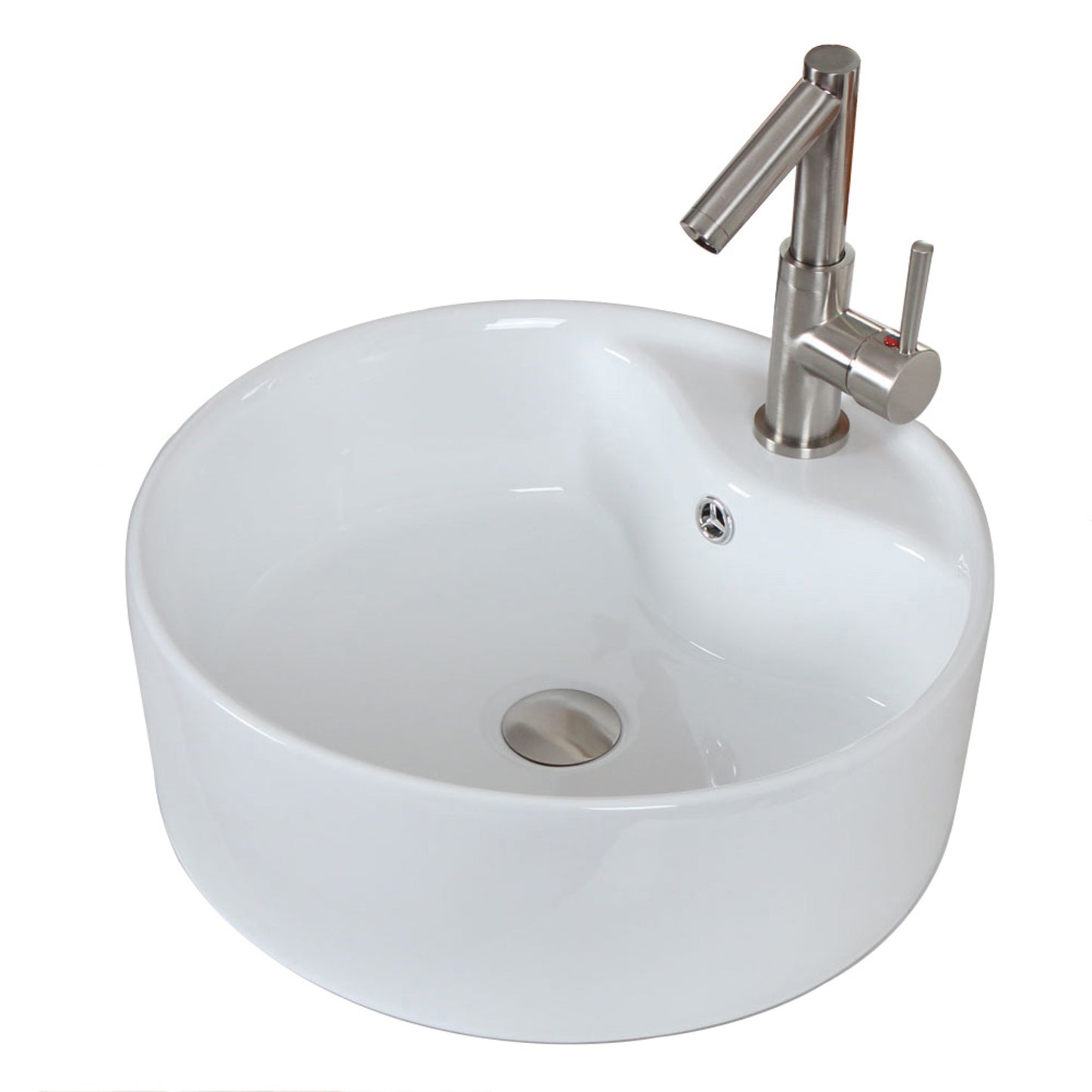 18.25-in. x 18.25-in. Round Bathroom Vessel Sink White Enamel Glaze