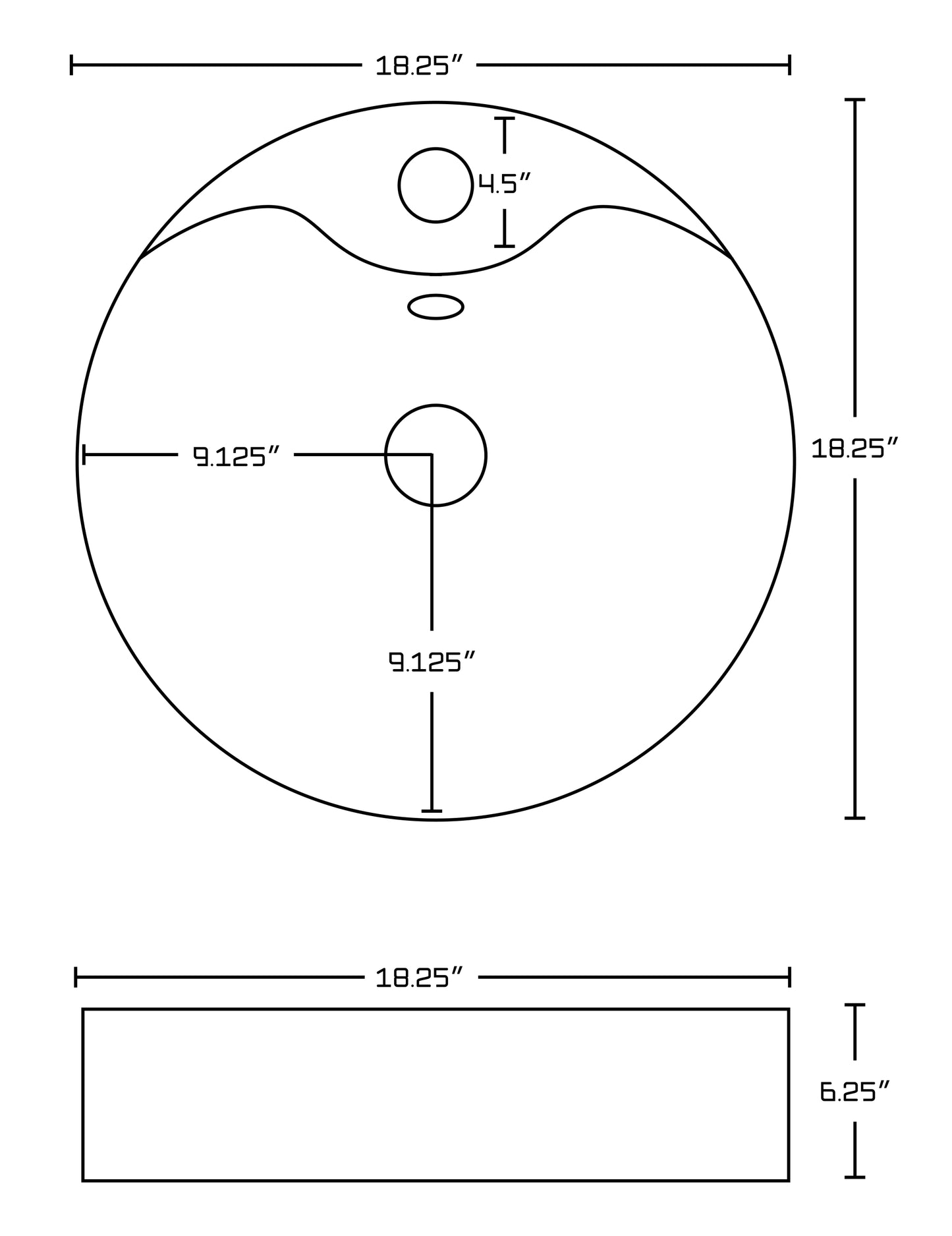 18.25-in. x 18.25-in. Round Bathroom Vessel Sink White Enamel Glaze