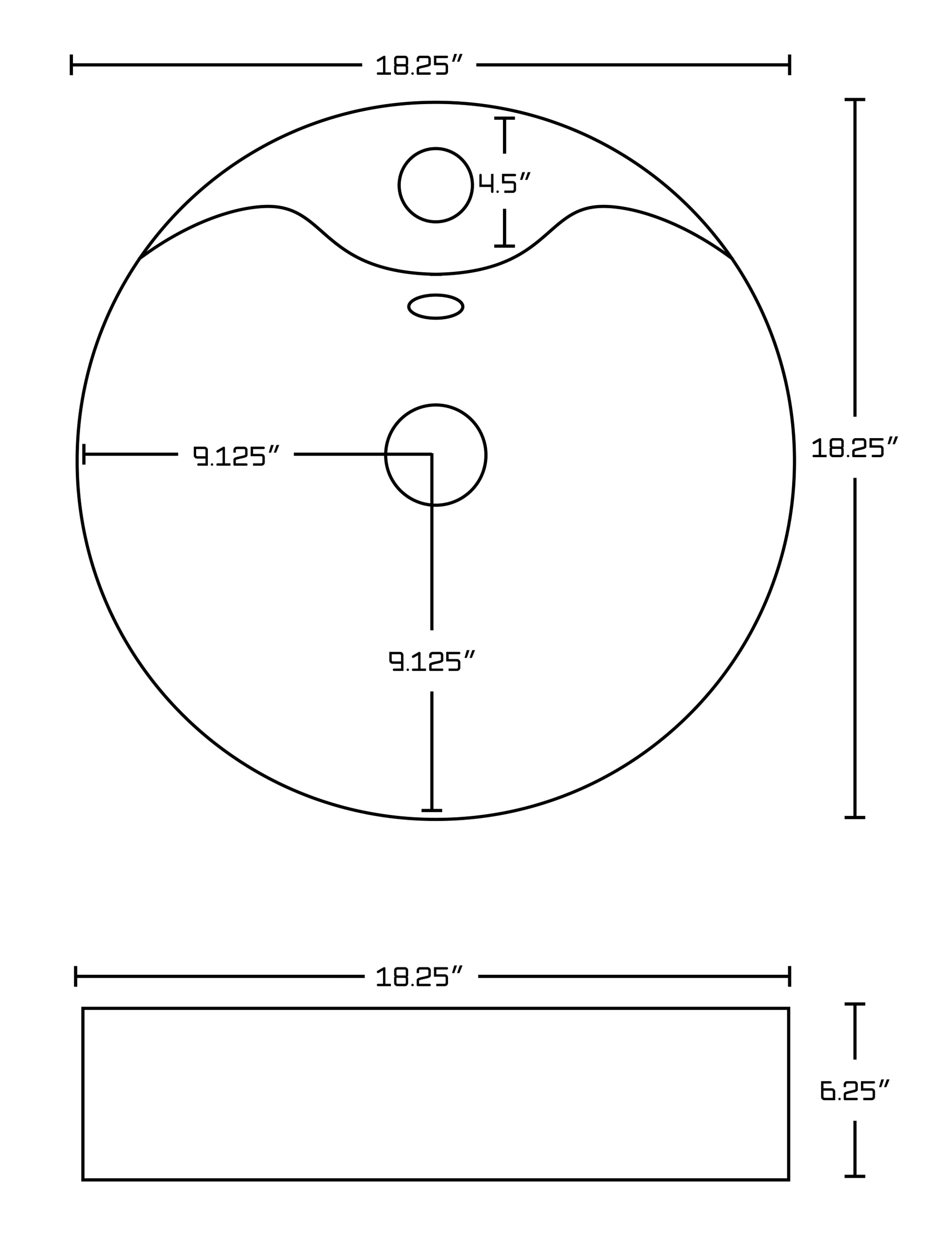 18.25-in. x 18.25-in. Round Bathroom Vessel Sink White Enamel Glaze