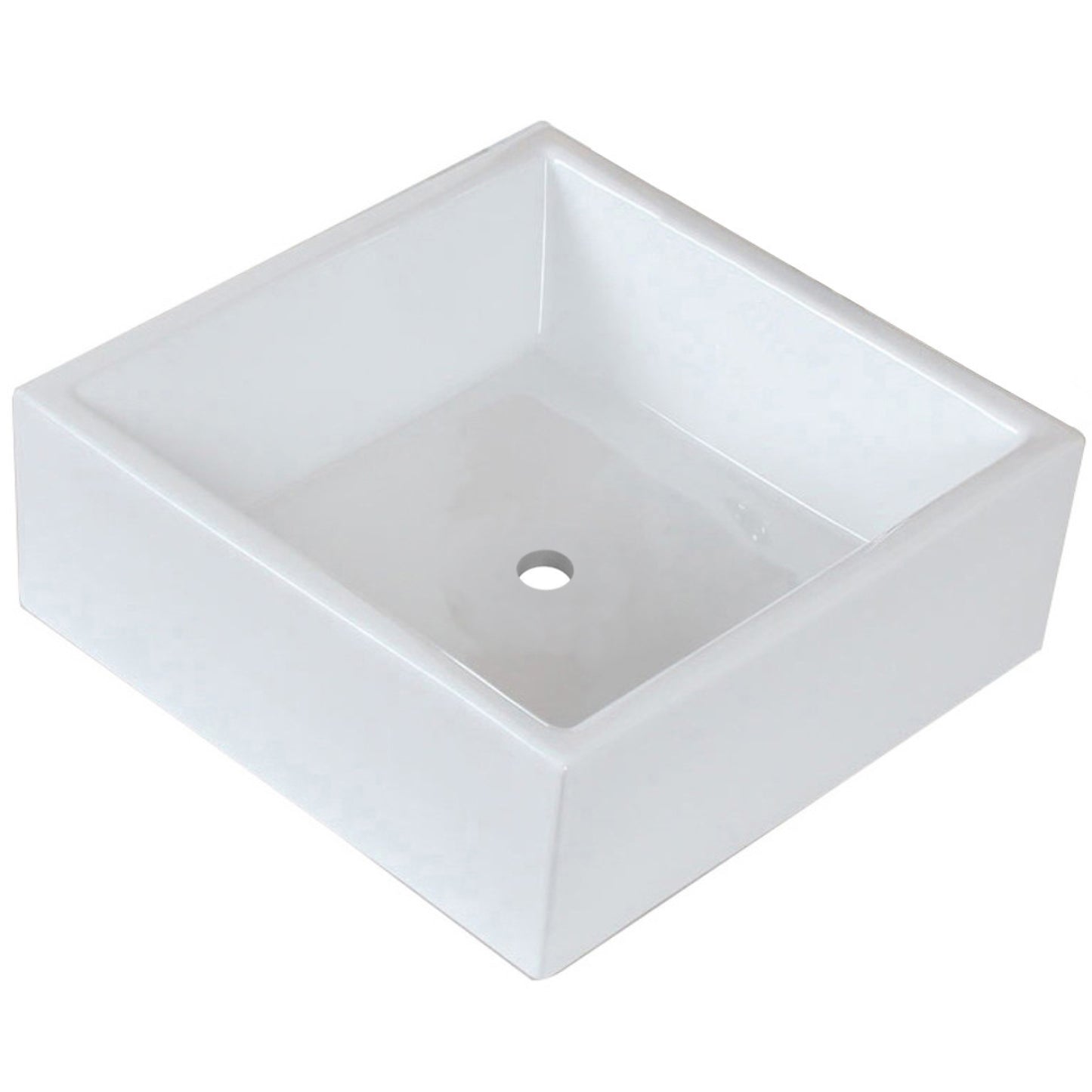 14.75-in. x 14.75-in. Square Bathroom Vessel Sink White Enamel Glaze