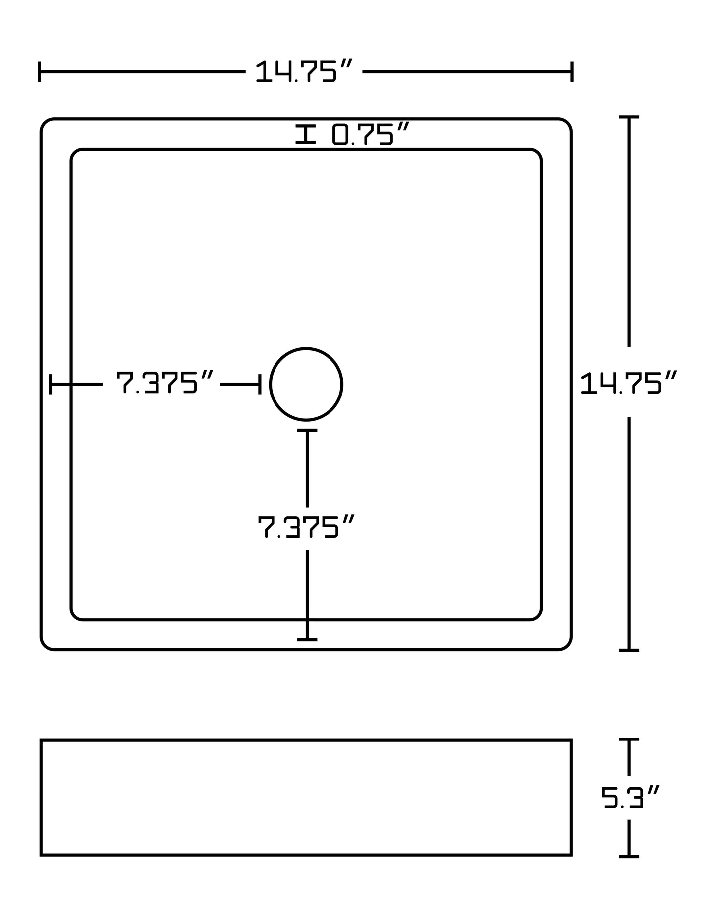 14.75-in. x 14.75-in. Square Bathroom Vessel Sink White Enamel Glaze
