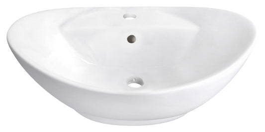 23-in. x 15.25-in. Oval Bathroom Vessel Sink White Enamel Glaze
