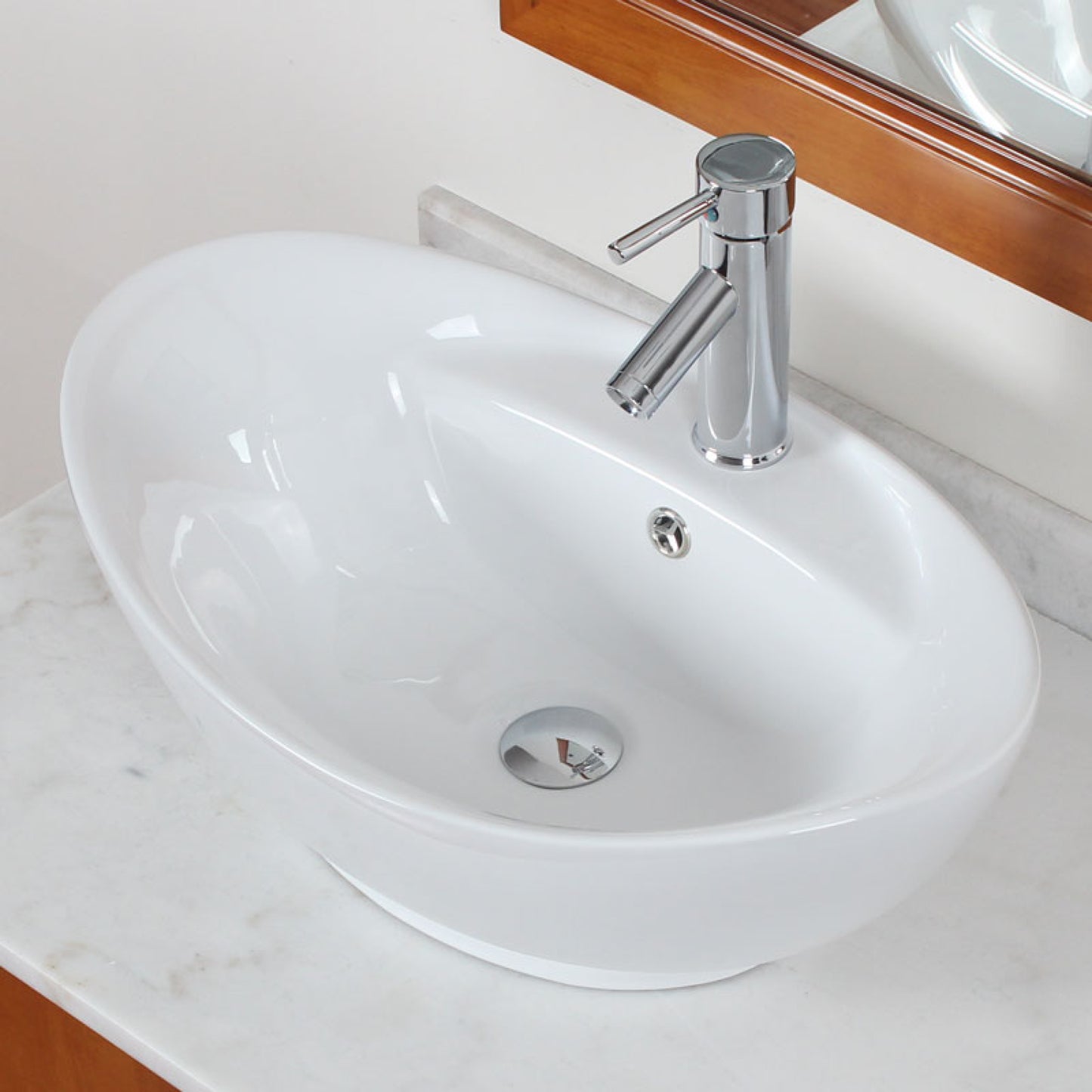 23-in. x 15.25-in. Oval Bathroom Vessel Sink White Enamel Glaze