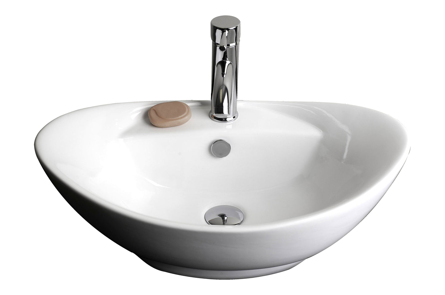23-in. x 15.25-in. Oval Bathroom Vessel Sink White Enamel Glaze