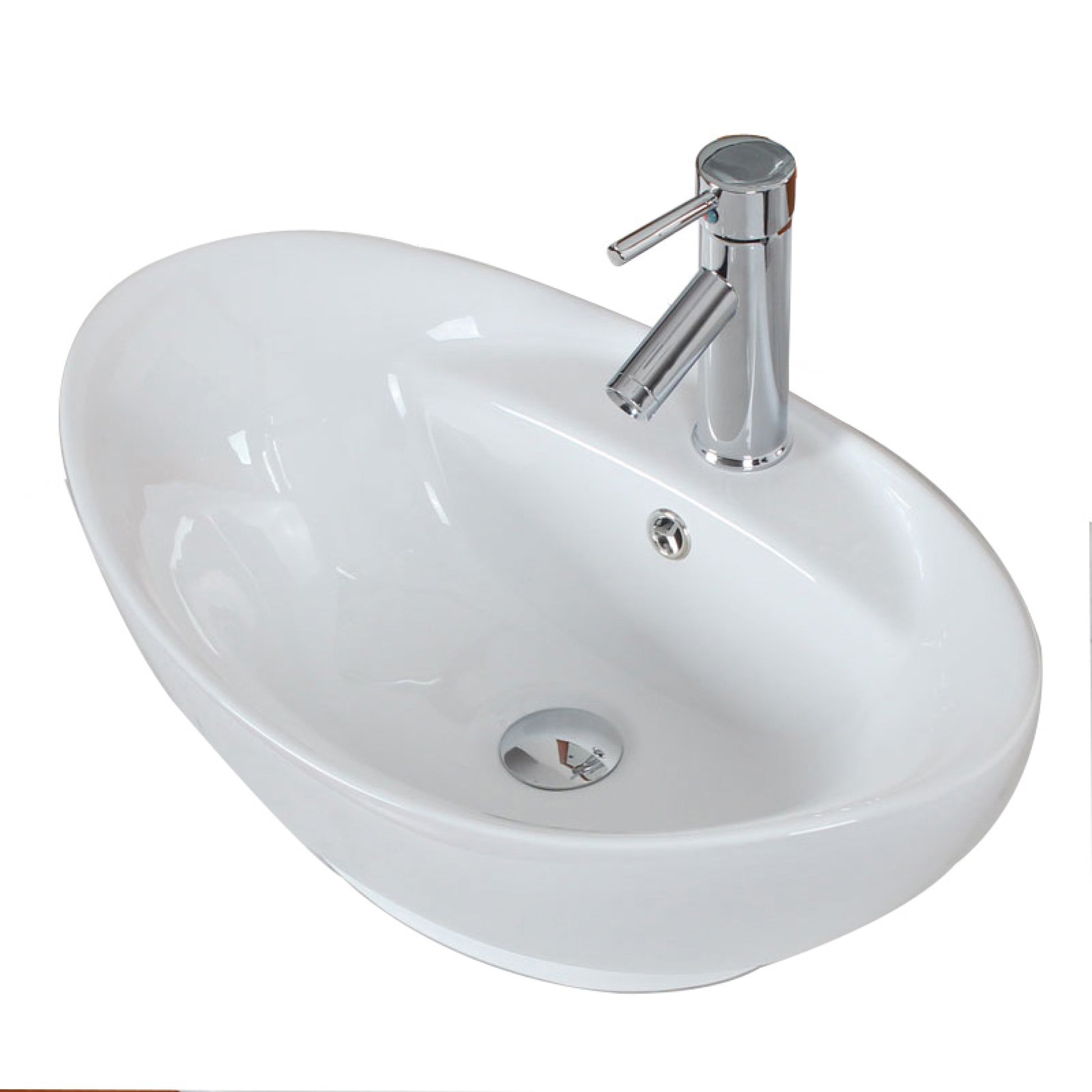 23-in. x 15.25-in. Oval Bathroom Vessel Sink White Enamel Glaze