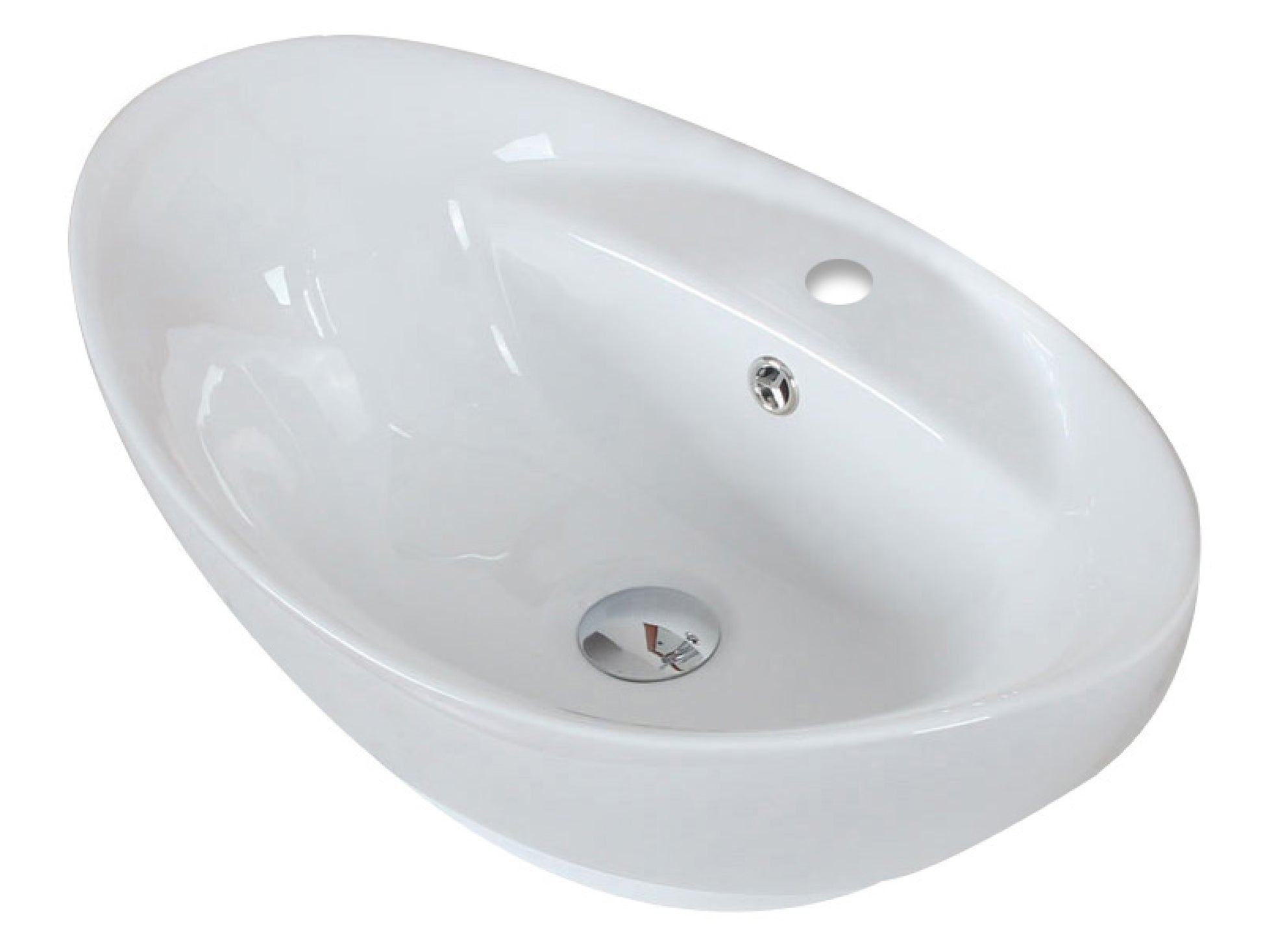23-in. x 15.25-in. Oval Bathroom Vessel Sink White Enamel Glaze