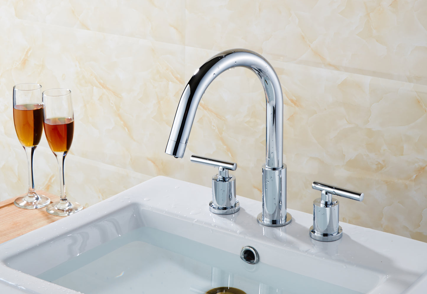 3H8-in. CUPC Brass Bathroom Sink Faucet Chrome Lead Free Brass