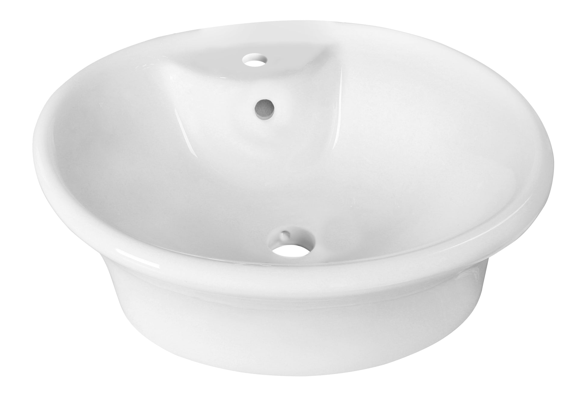 19-in. x 15.5-in. Round Bathroom Vessel Sink White Enamel Glaze