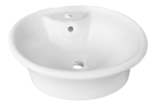 19-in. x 15.5-in. Round Bathroom Vessel Sink White Enamel Glaze