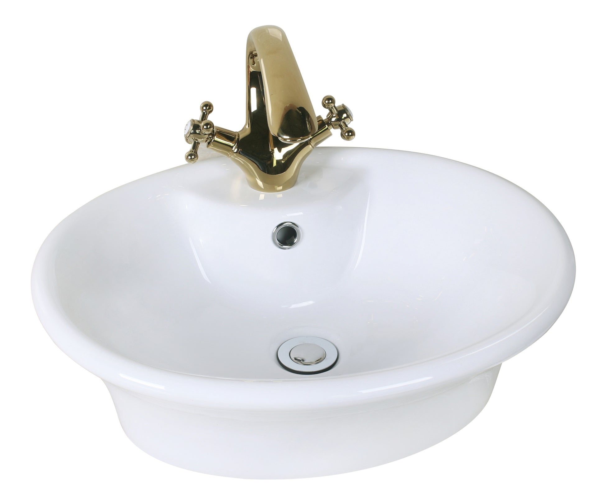 19-in. x 15.5-in. Round Bathroom Vessel Sink White Enamel Glaze