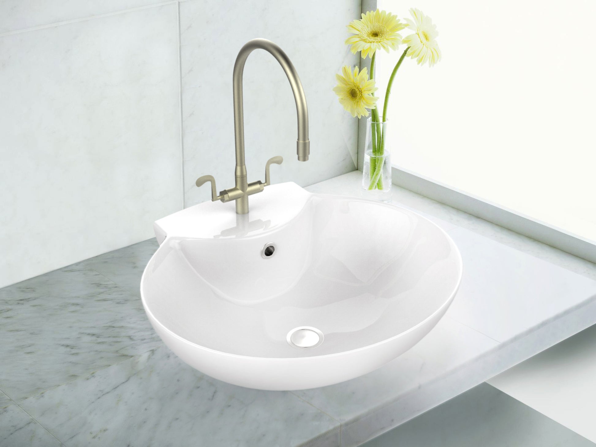 22.75-in. x 17.25-in. Oval Bathroom Vessel Sink White Enamel Glaze