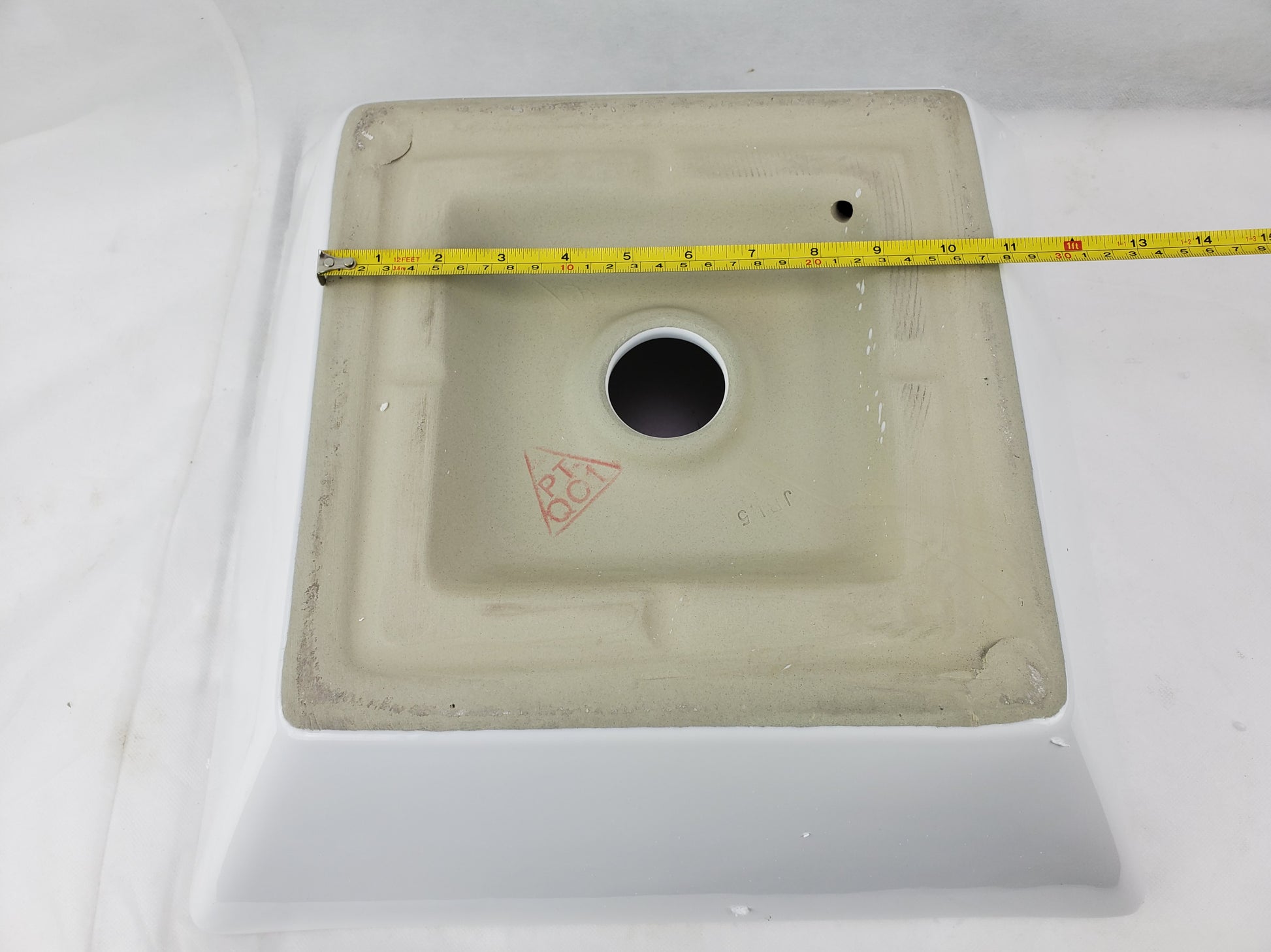 15.75-in. x 15.75-in. Square Bathroom Vessel Sink White Enamel Glaze