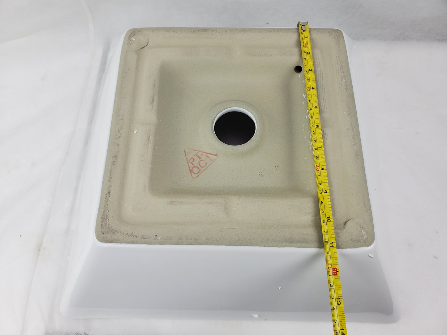 15.75-in. x 15.75-in. Square Bathroom Vessel Sink White Enamel Glaze