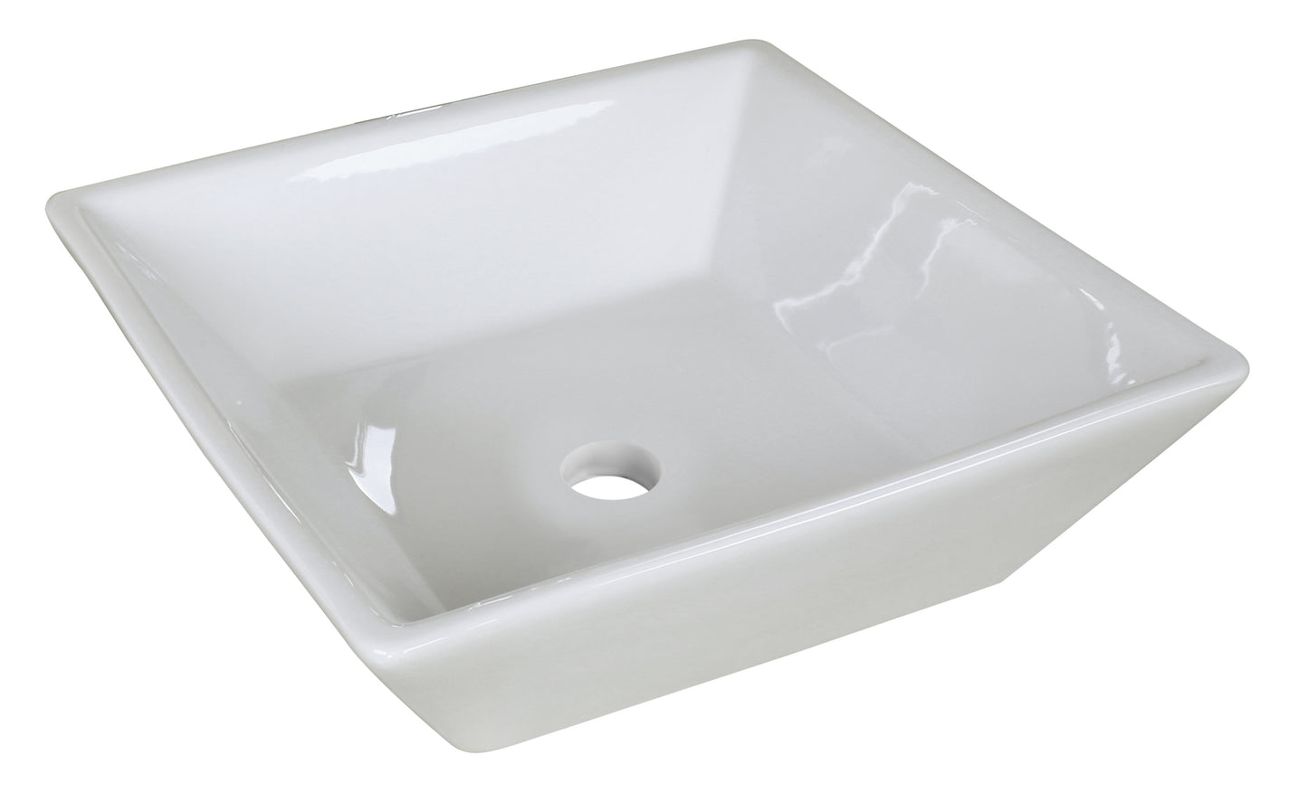 15.75-in. x 15.75-in. Square Bathroom Vessel Sink White Enamel Glaze
