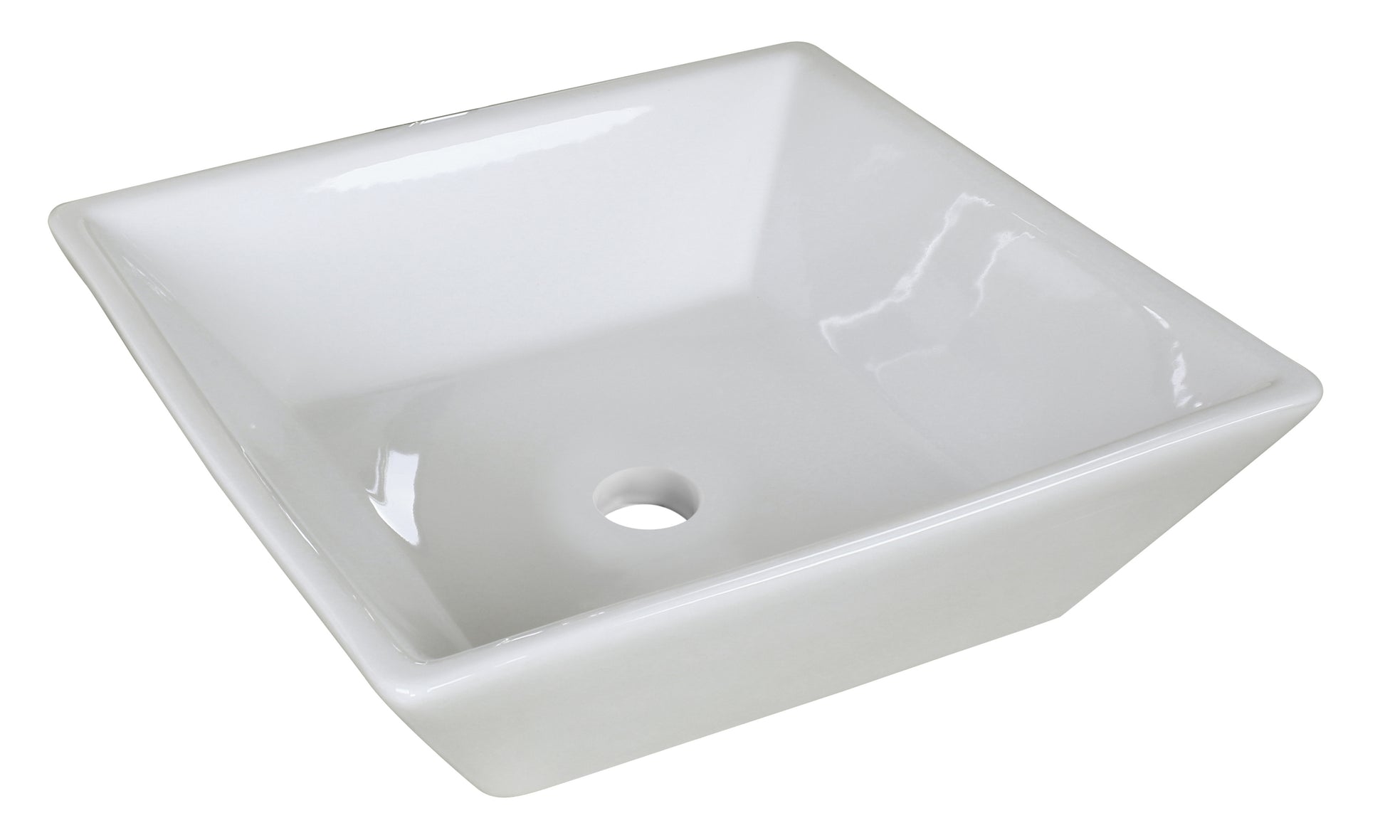 15.75-in. x 15.75-in. Square Bathroom Vessel Sink White Enamel Glaze