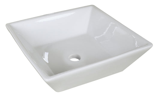 15.75-in. x 15.75-in. Square Bathroom Vessel Sink White Enamel Glaze