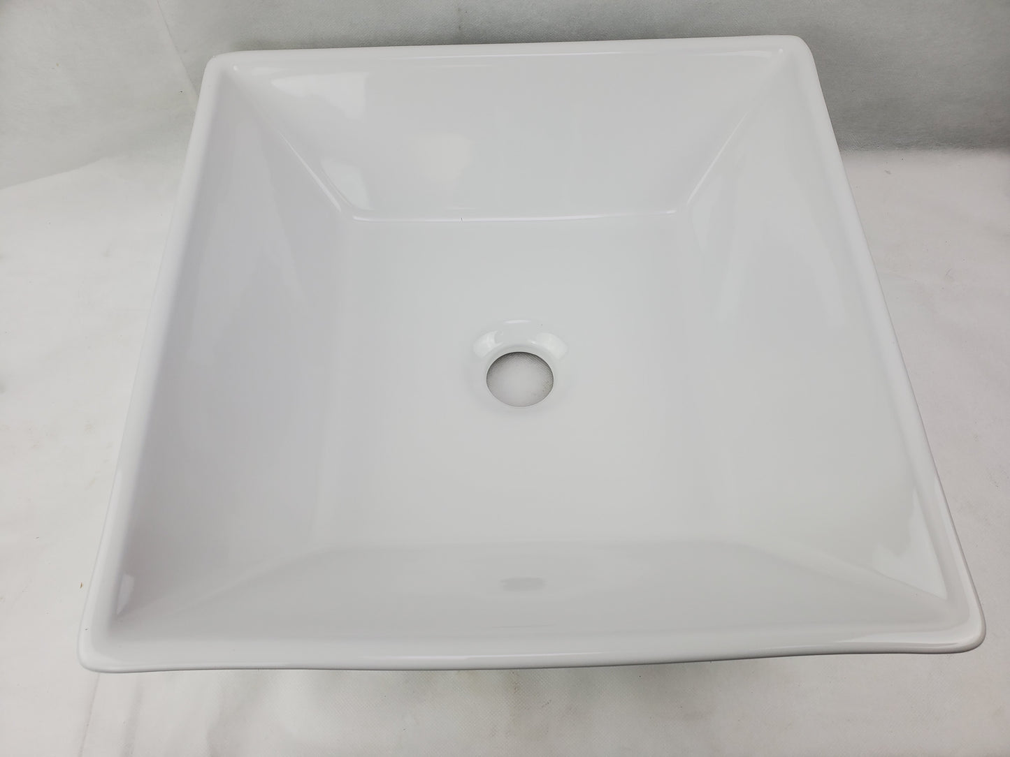 15.75-in. x 15.75-in. Square Bathroom Vessel Sink White Enamel Glaze