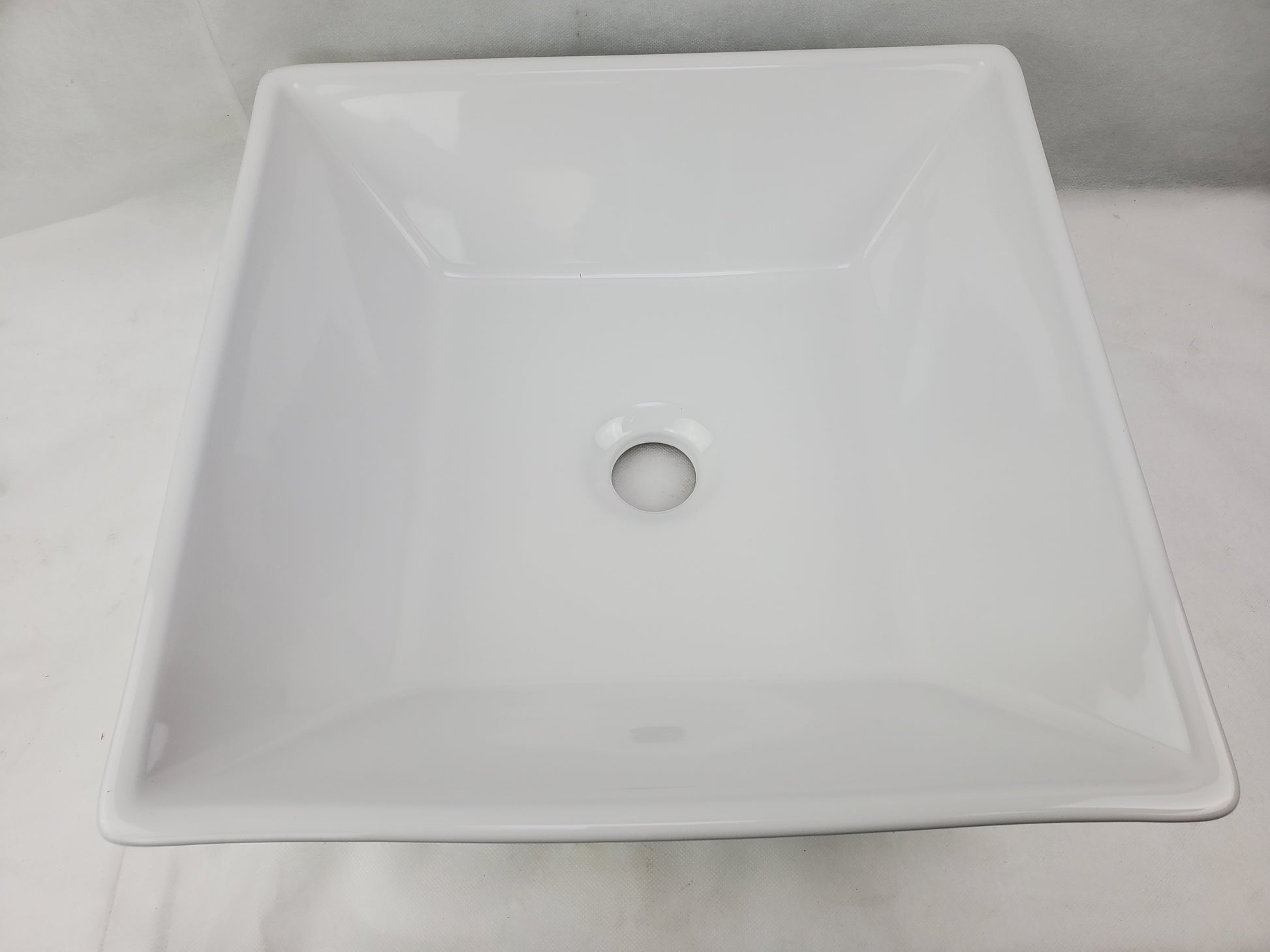 15.75-in. x 15.75-in. Square Bathroom Vessel Sink White Enamel Glaze