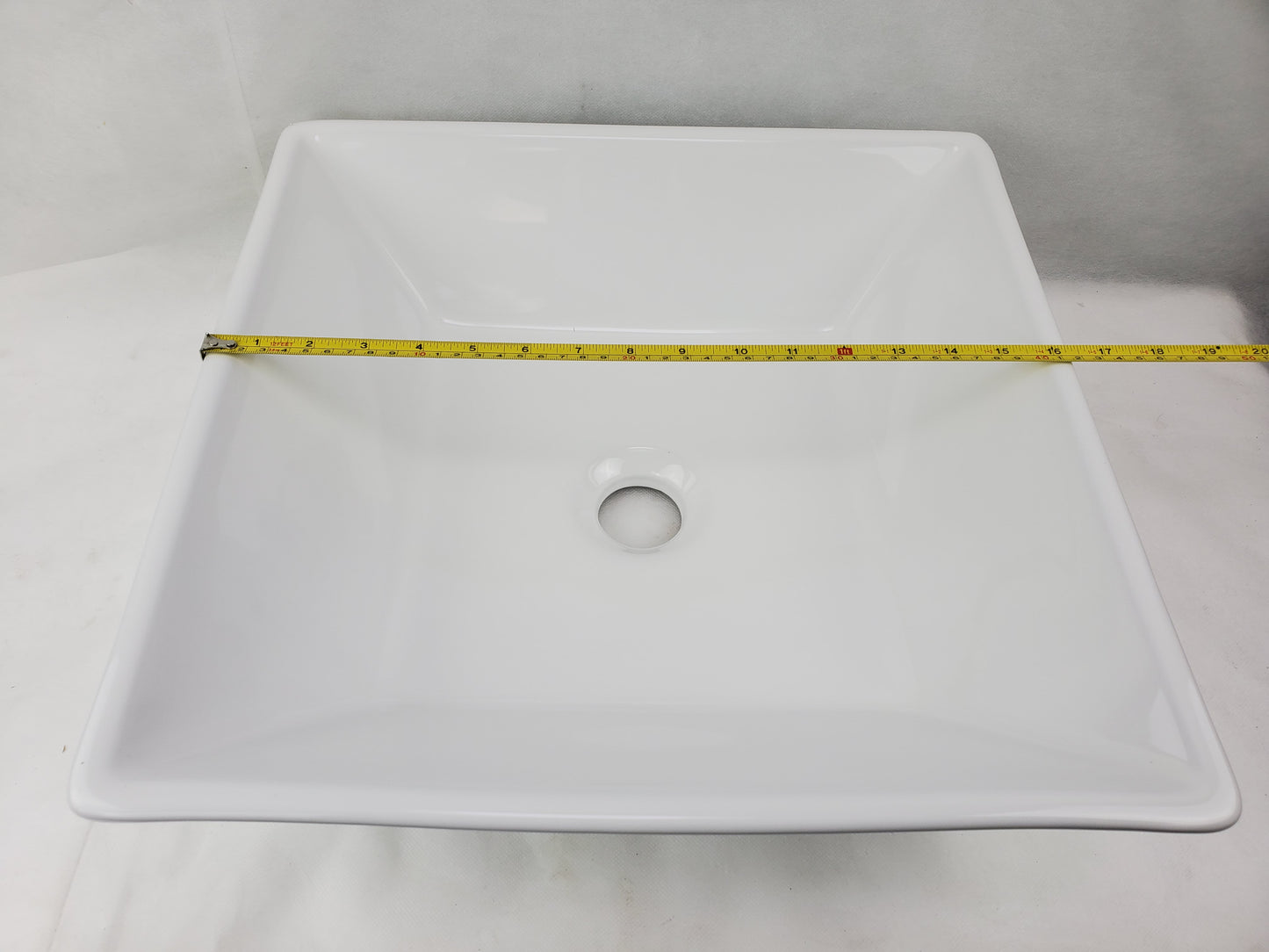 15.75-in. x 15.75-in. Square Bathroom Vessel Sink White Enamel Glaze