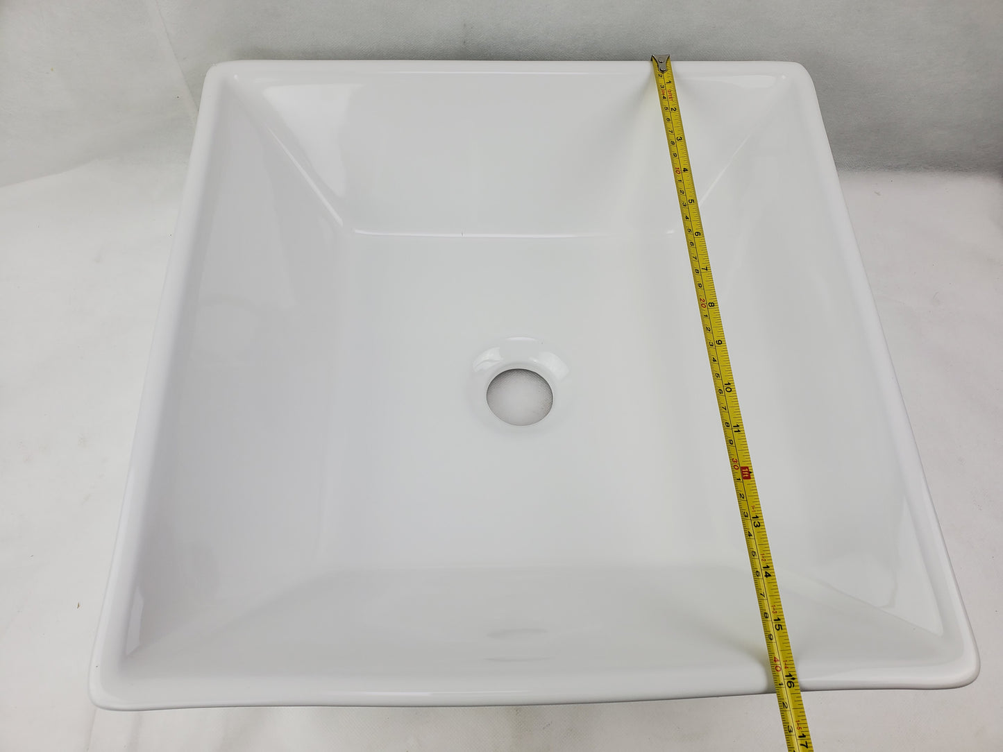 15.75-in. x 15.75-in. Square Bathroom Vessel Sink White Enamel Glaze