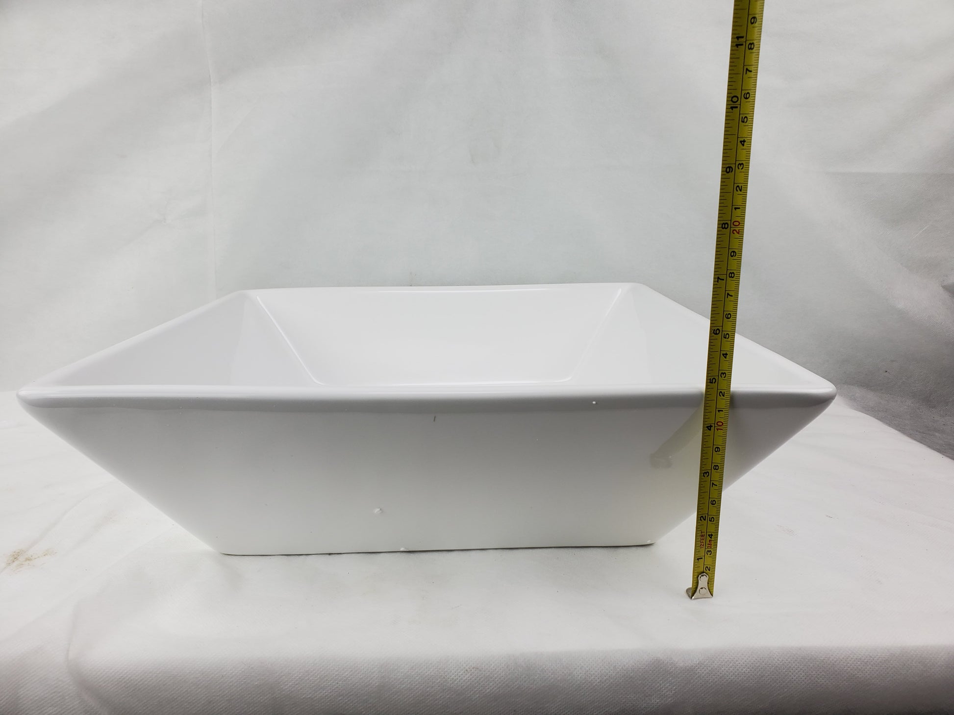 15.75-in. x 15.75-in. Square Bathroom Vessel Sink White Enamel Glaze