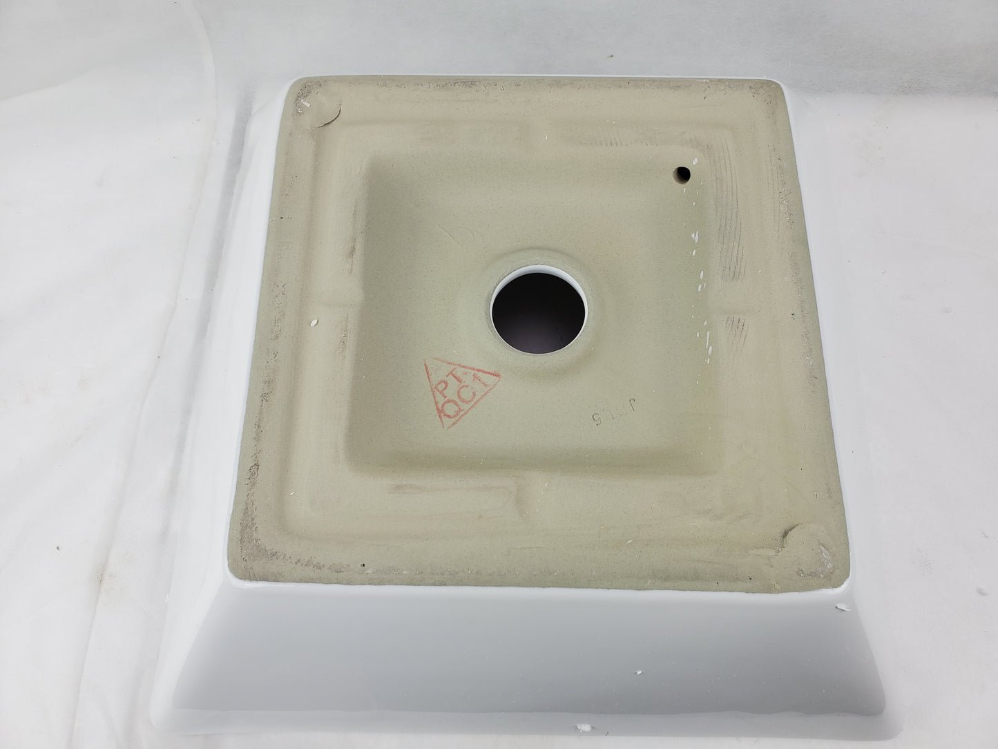 15.75-in. x 15.75-in. Square Bathroom Vessel Sink White Enamel Glaze