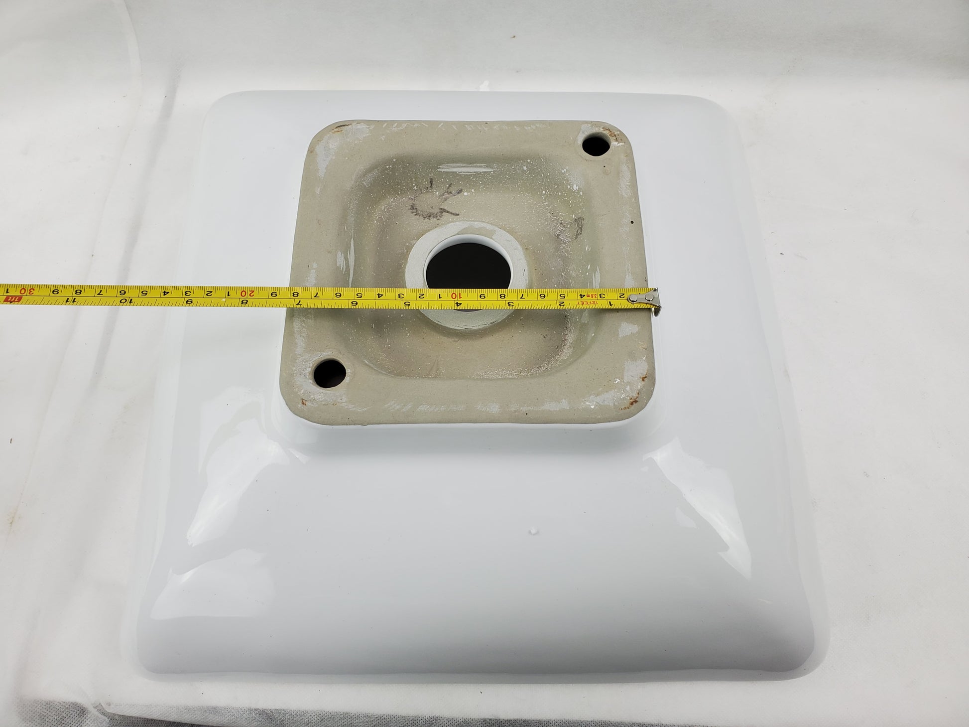15.75-in. x 15.75-in. Square Bathroom Vessel Sink White Enamel Glaze