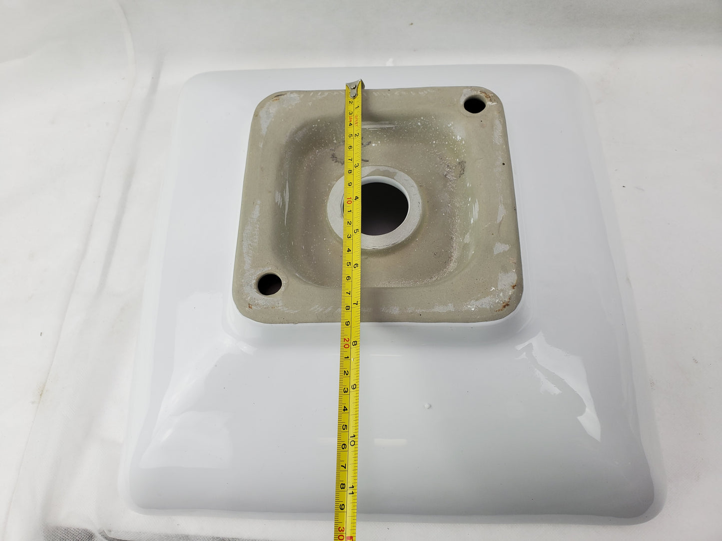 15.75-in. x 15.75-in. Square Bathroom Vessel Sink White Enamel Glaze
