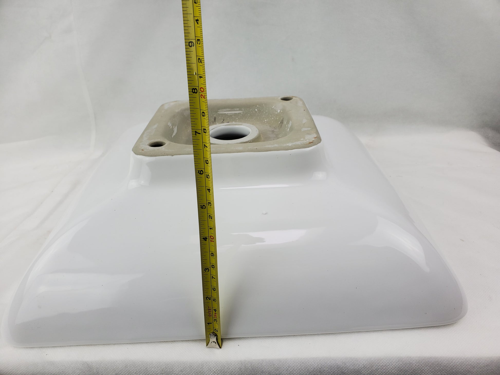 15.75-in. x 15.75-in. Square Bathroom Vessel Sink White Enamel Glaze