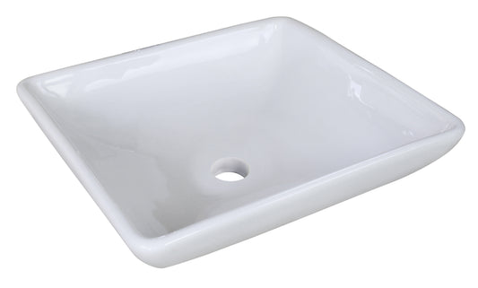 15.75-in. x 15.75-in. Square Bathroom Vessel Sink White Enamel Glaze