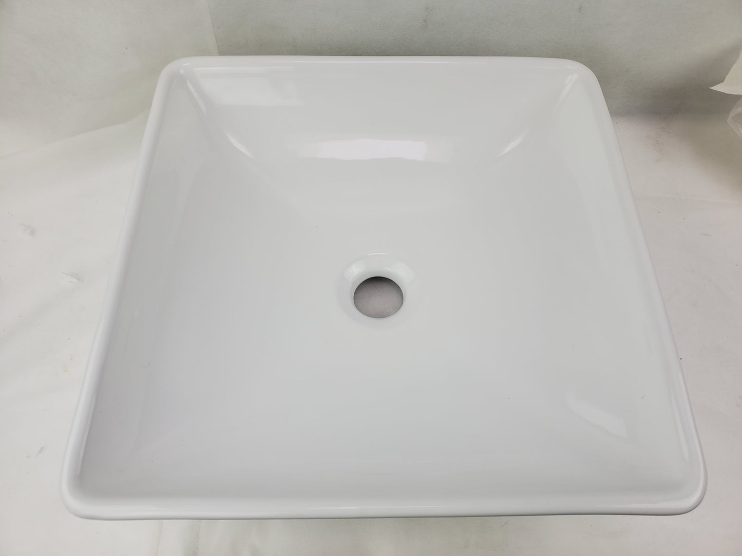 15.75-in. x 15.75-in. Square Bathroom Vessel Sink White Enamel Glaze