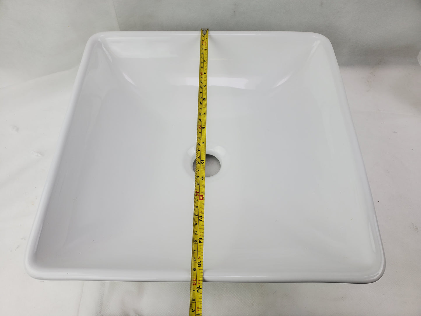 15.75-in. x 15.75-in. Square Bathroom Vessel Sink White Enamel Glaze