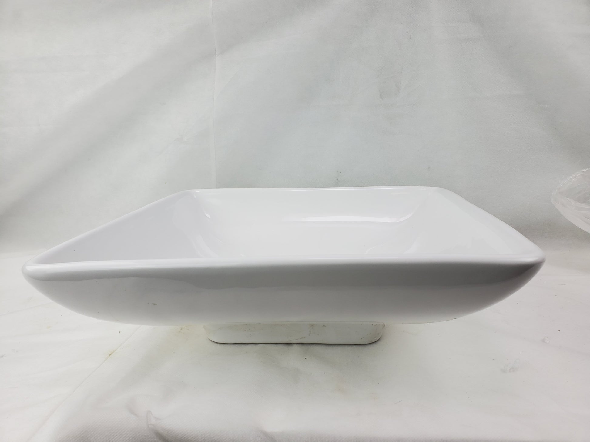 15.75-in. x 15.75-in. Square Bathroom Vessel Sink White Enamel Glaze