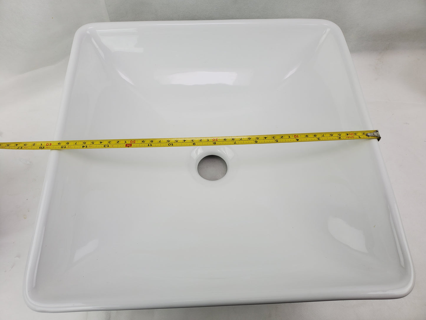 15.75-in. x 15.75-in. Square Bathroom Vessel Sink White Enamel Glaze
