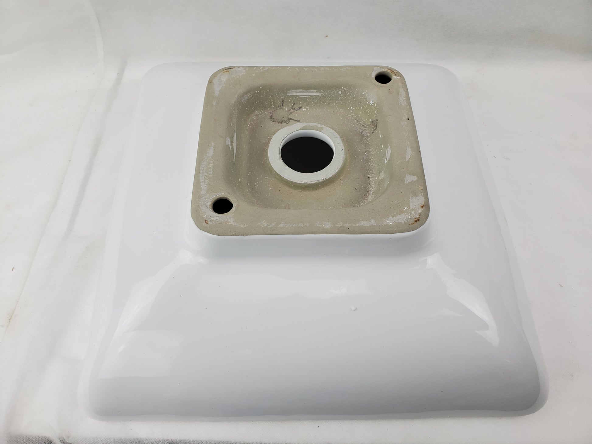 15.75-in. x 15.75-in. Square Bathroom Vessel Sink White Enamel Glaze