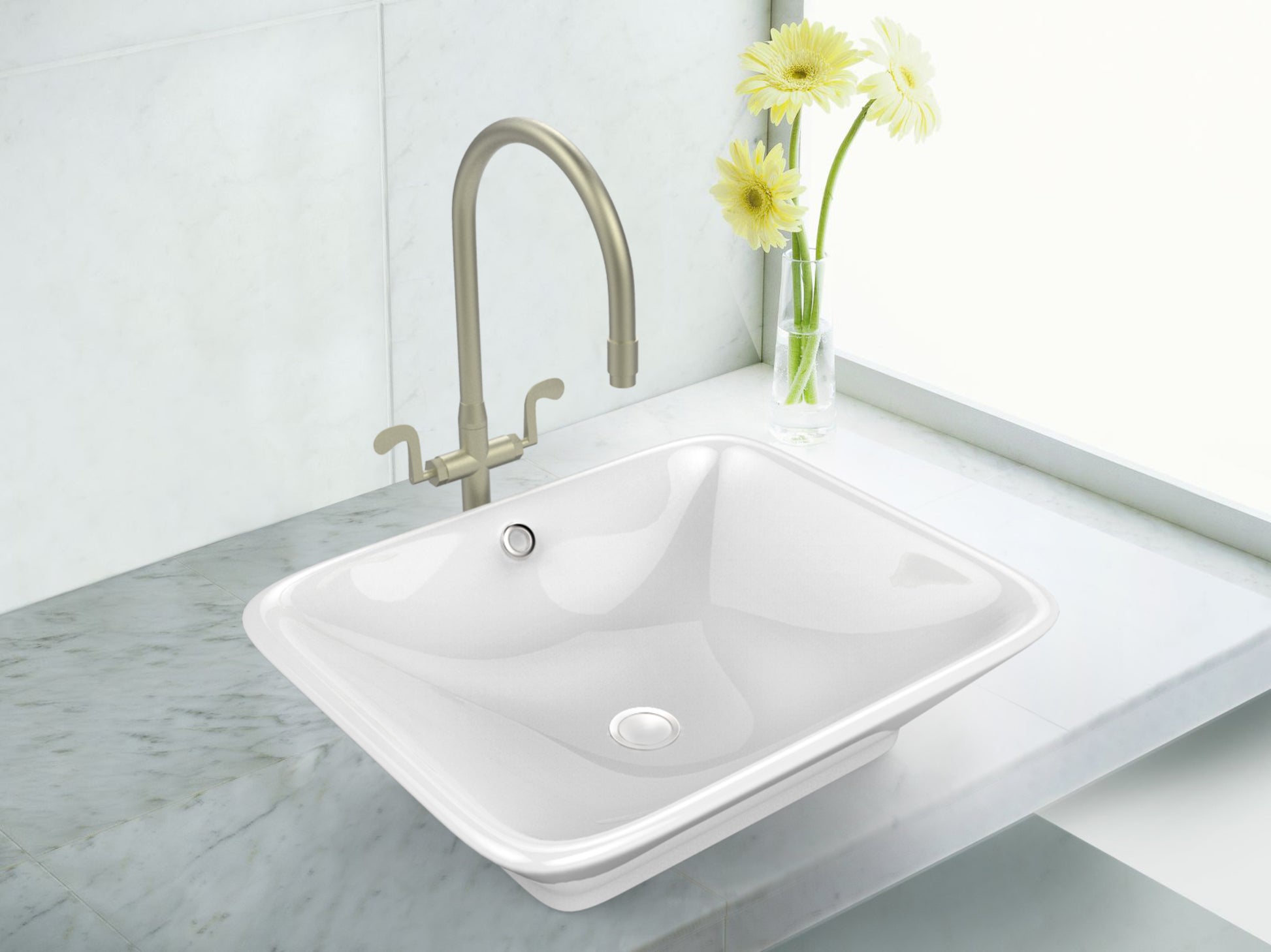 21.5-in. x 17-in. Rectangle Bathroom Vessel Sink White Enamel Glaze