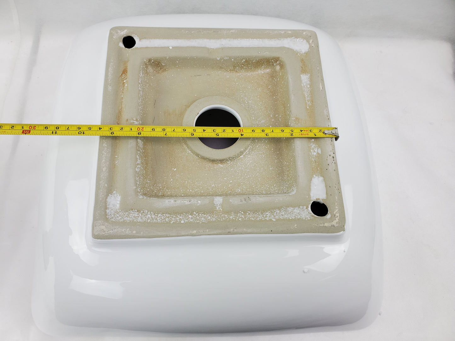 16.5-in. x 16.5-in. Square Bathroom Vessel Sink White Enamel Glaze
