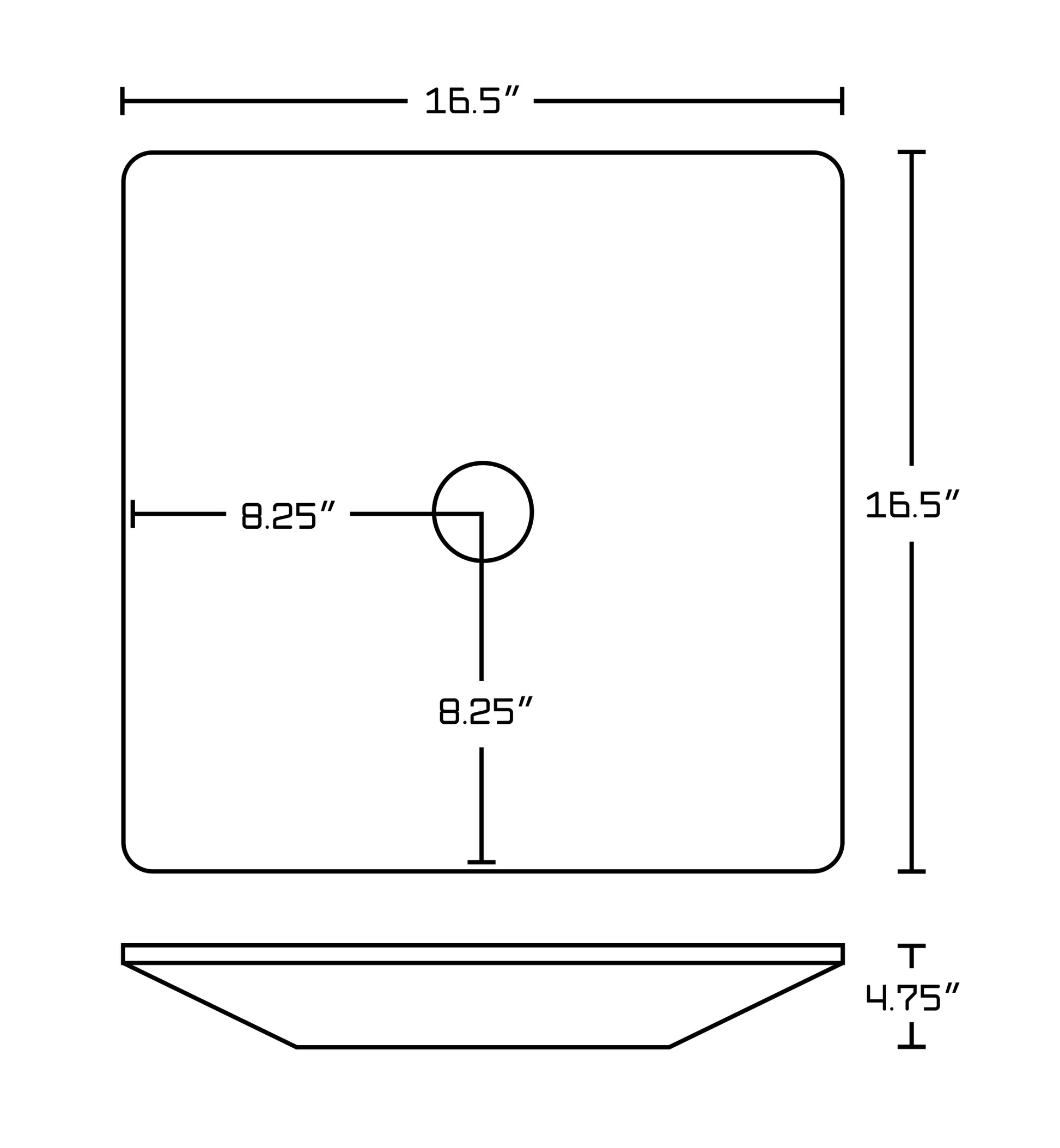 16.5-in. x 16.5-in. Square Bathroom Vessel Sink White Enamel Glaze