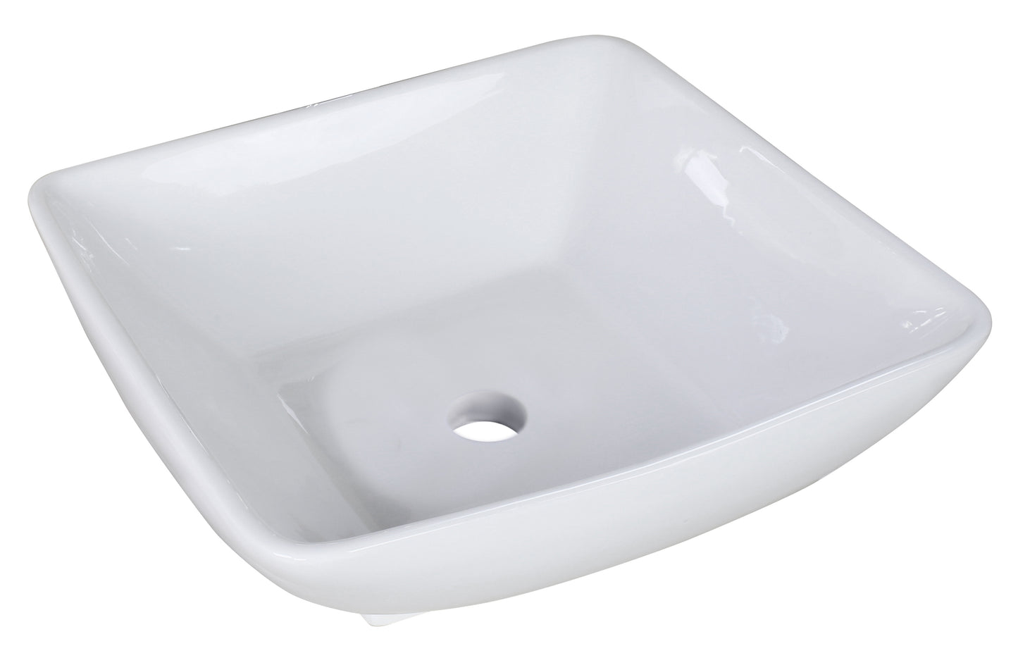 16.5-in. x 16.5-in. Square Bathroom Vessel Sink White Enamel Glaze