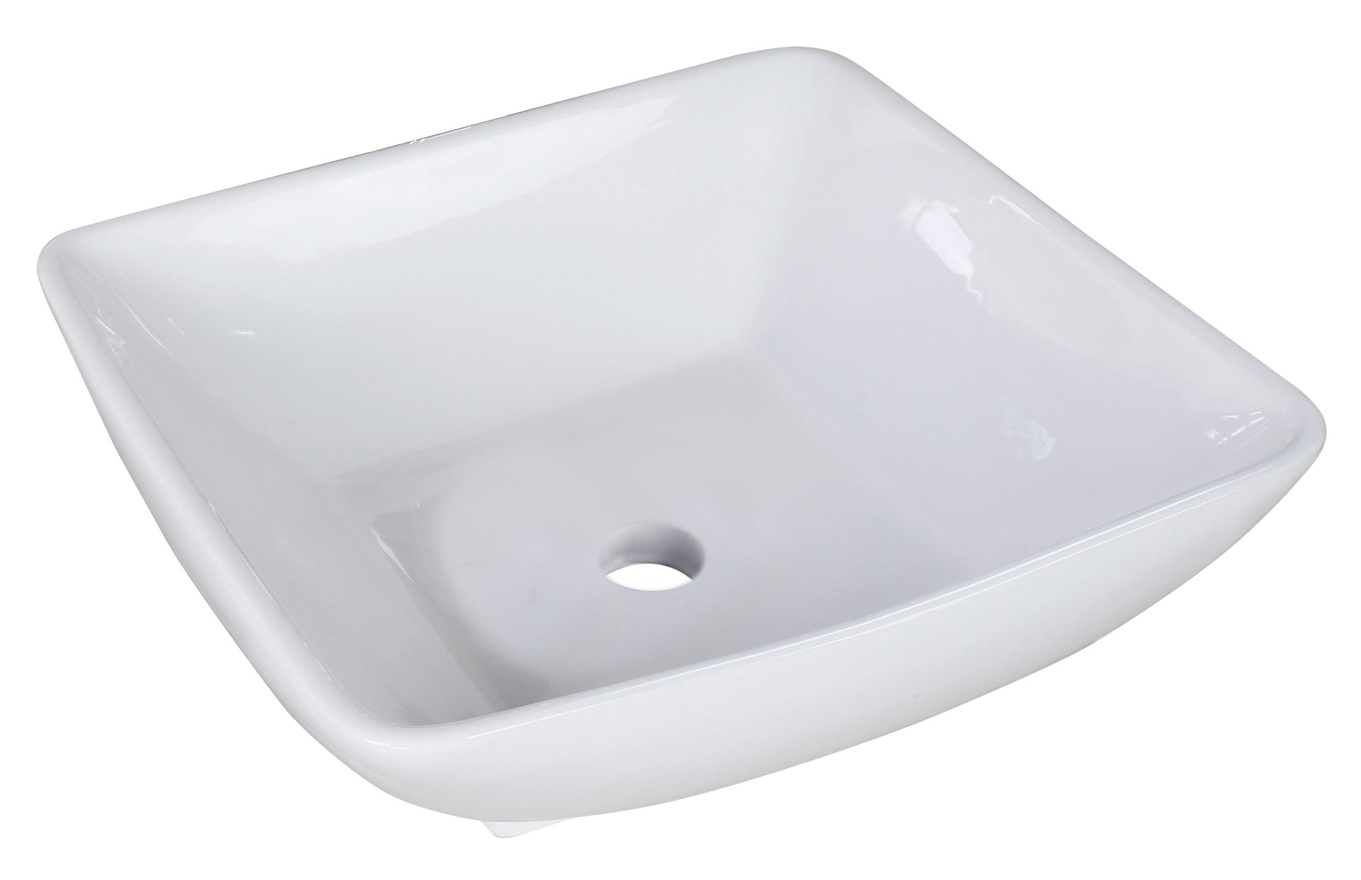 16.5-in. x 16.5-in. Square Bathroom Vessel Sink White Enamel Glaze