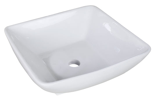 16.5-in. x 16.5-in. Square Bathroom Vessel Sink White Enamel Glaze