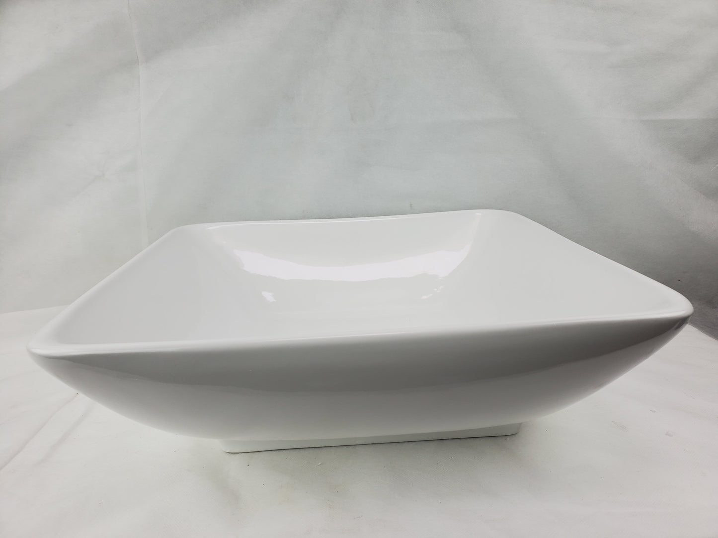 16.5-in. x 16.5-in. Square Bathroom Vessel Sink White Enamel Glaze